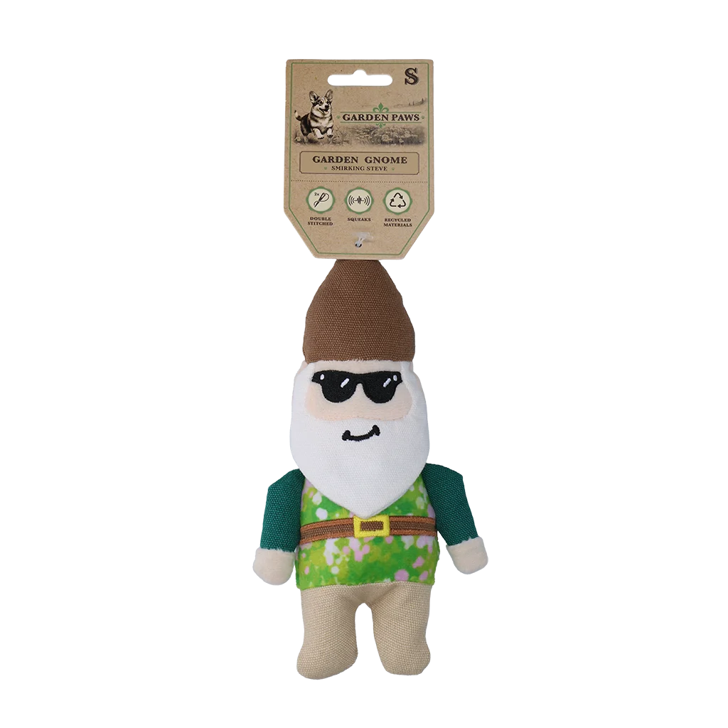 Pluszowa zabawka dla psa Krasnal ogrodowy z piszczałką S – Garden Paws Garden Gnome Smirking Steve S - obrazek 1