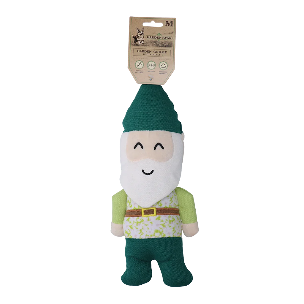 Pluszowa zabawka dla psa, krasnal ogrodowy z piszczałką M – Garden Paws Garden Gnome Gentle George M - obrazek 1