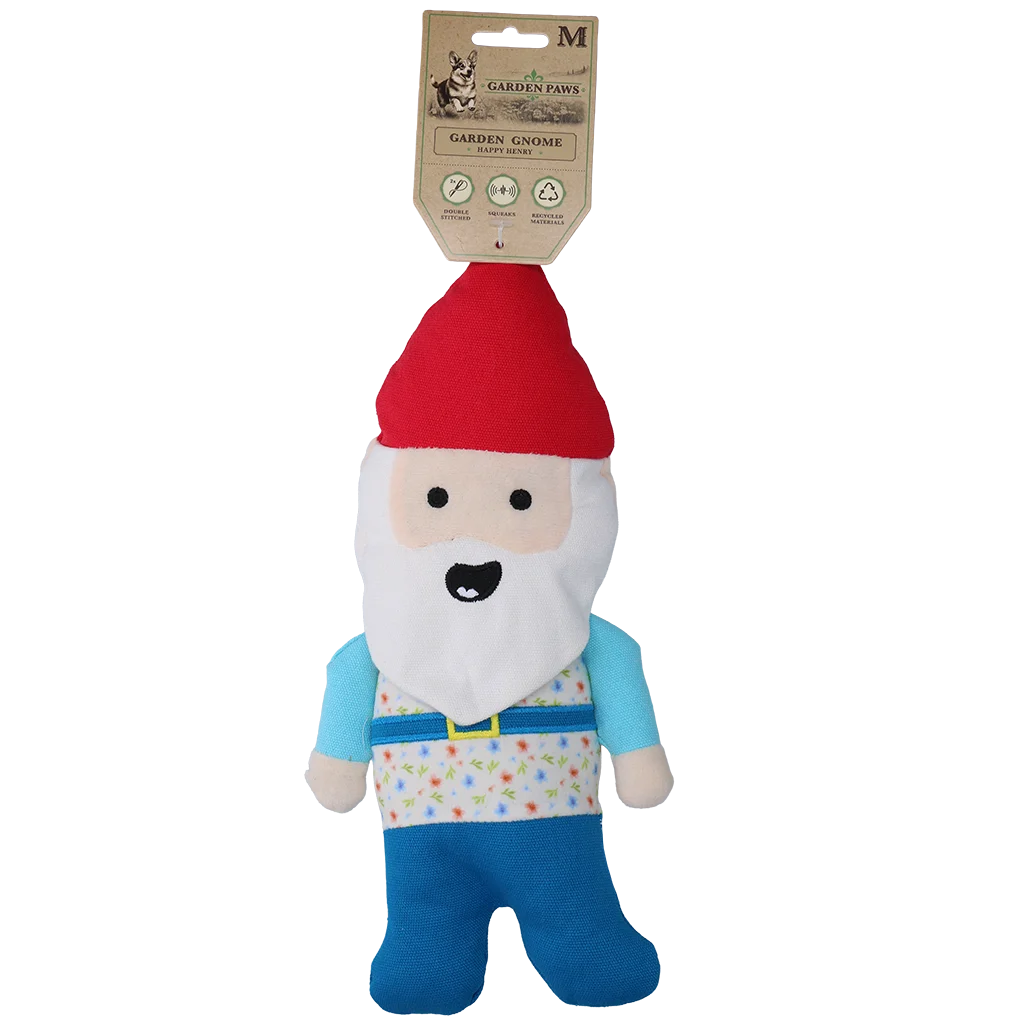 Pluszowa zabawka dla psa Gnom ogrodowy z piszczałką M – Garden Paws Garden Gnome Happy Henry M - obrazek 1