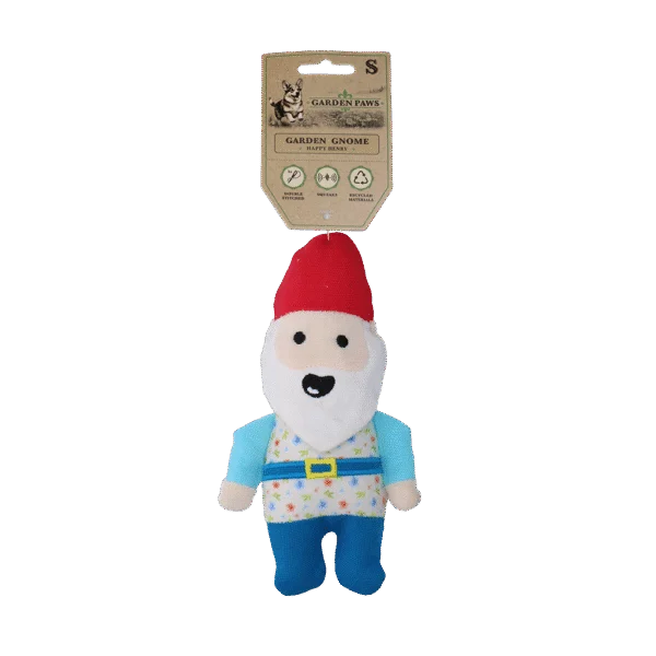 Pluszowy krasnal ogrodowy dla psa z piszczałką S – Garden Paws Garden Gnome Happy Henry S