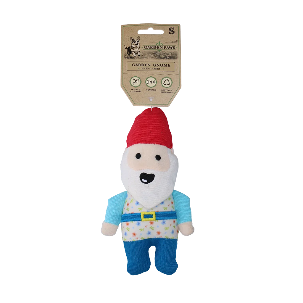 Pluszowy krasnal ogrodowy dla psa z piszczałką S – Garden Paws Garden Gnome Happy Henry S - obrazek 1