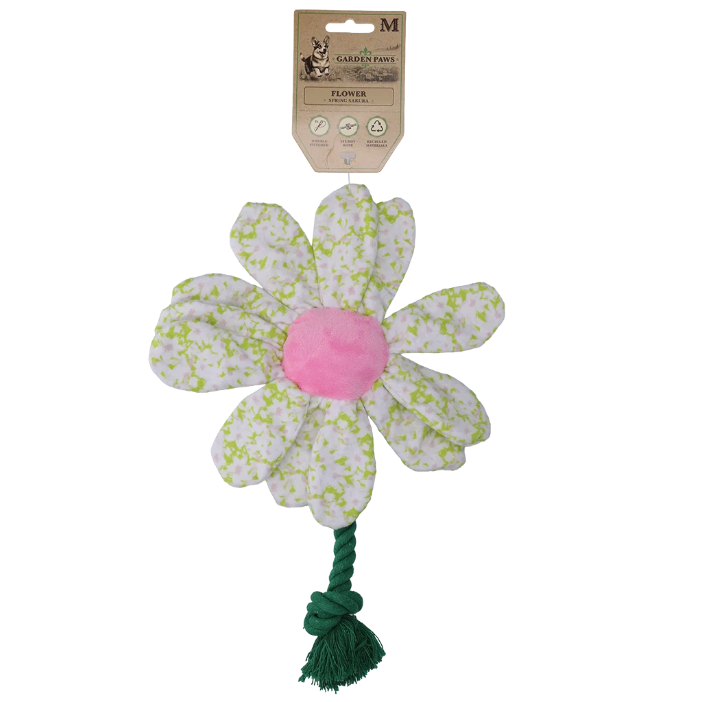 Pluszowa zabawka dla psa, kwiatek ze sznurem, M – Garden Paws Flower Spring Sakura - obrazek 1
