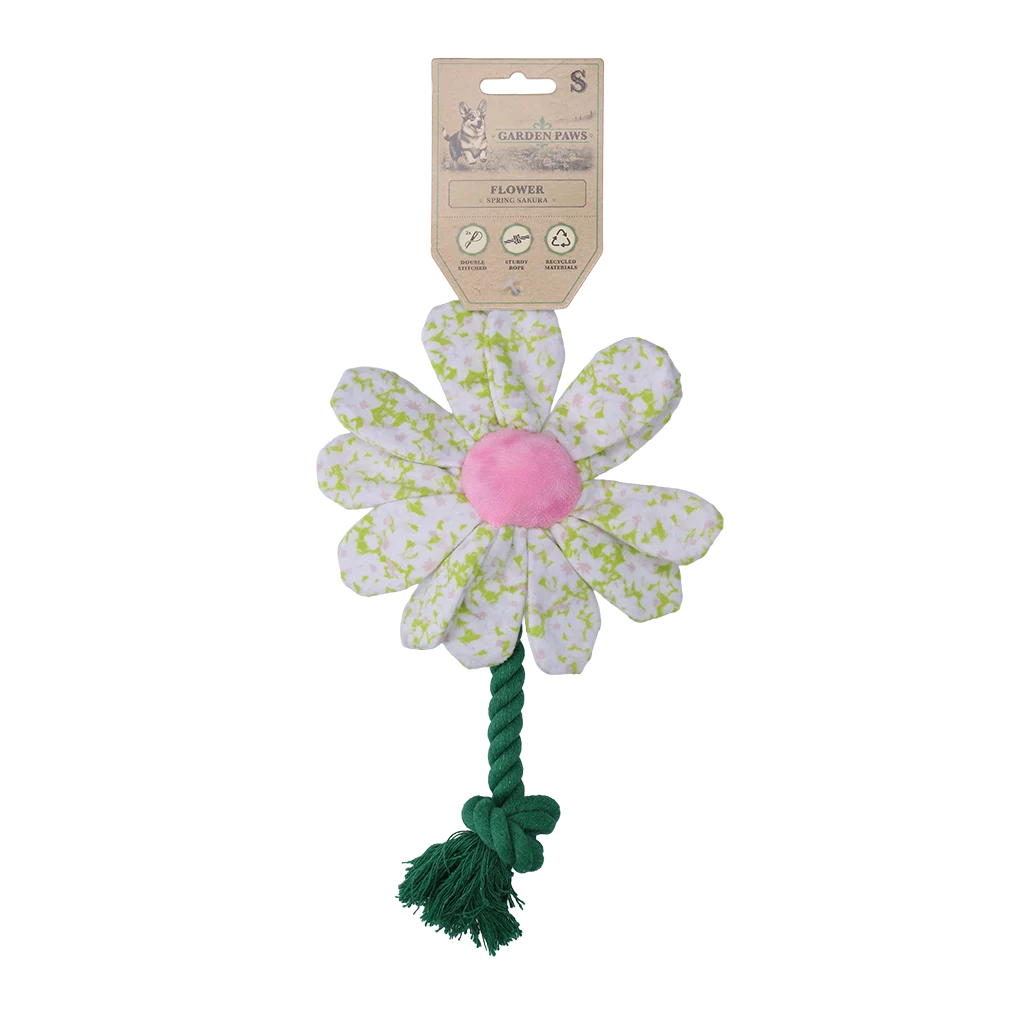 Przytulanka dla psa w kształcie kwiatu ze sznurem, S – Garden Paws Flower Spring Sakura - obrazek 1