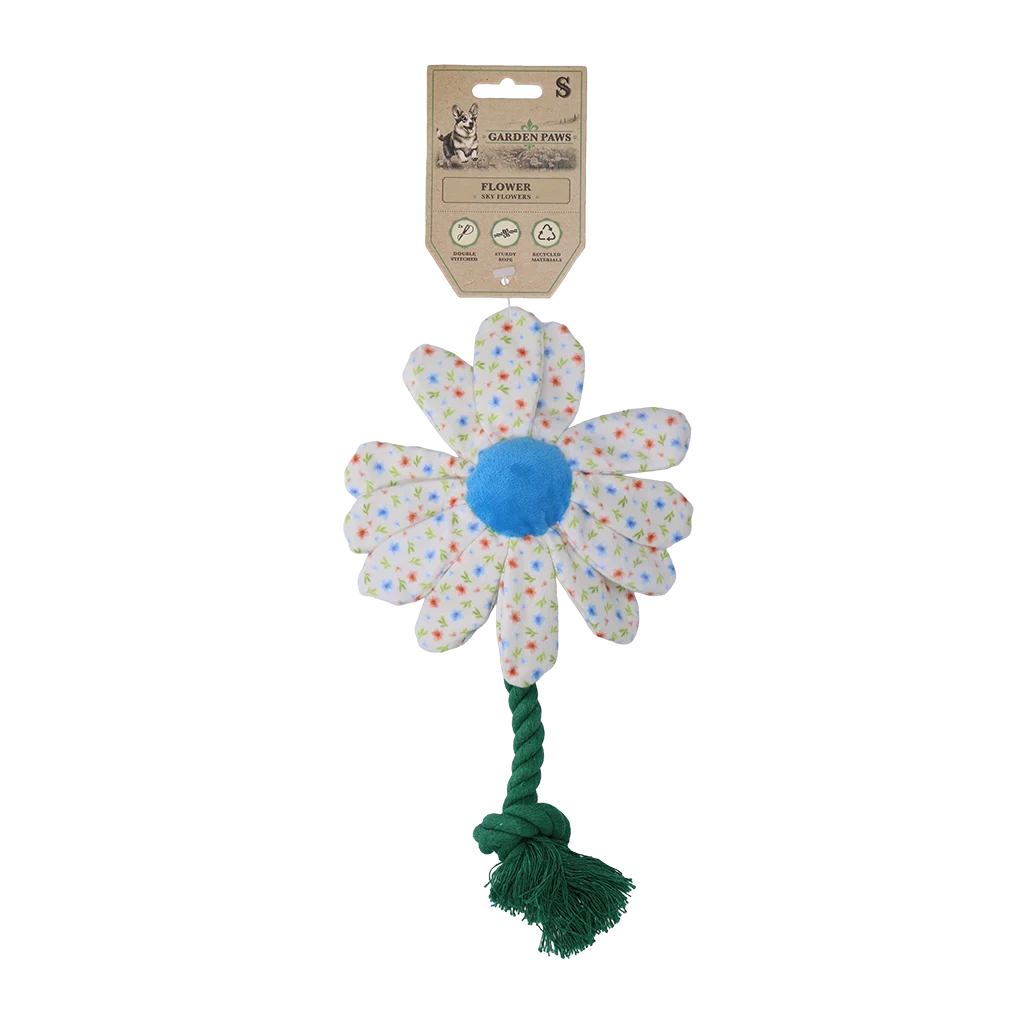 Pluszowa zabawka dla psa Kwiat z liną, S – Garden Paws Flower Sky Flowers - obrazek 1