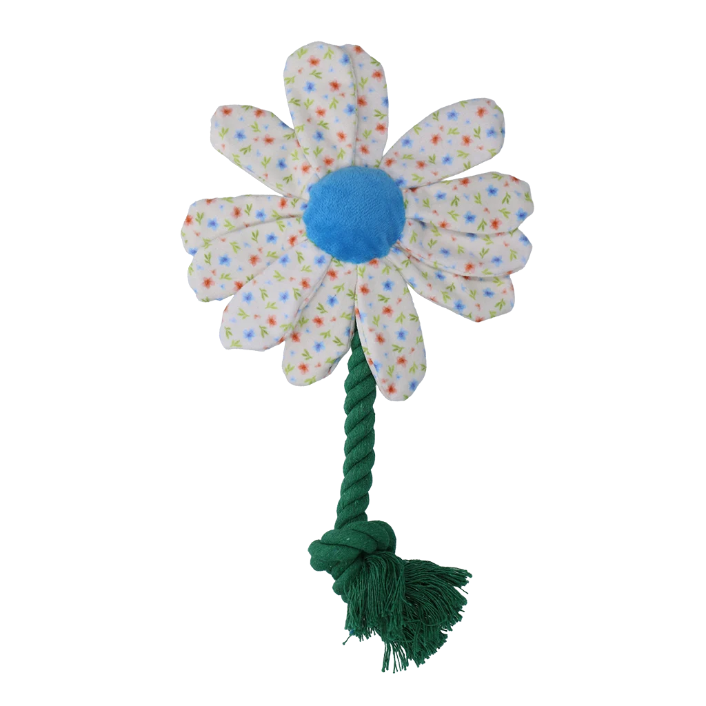 Pluszowa zabawka dla psa Kwiat z liną, S – Garden Paws Flower Sky Flowers - obrazek 4
