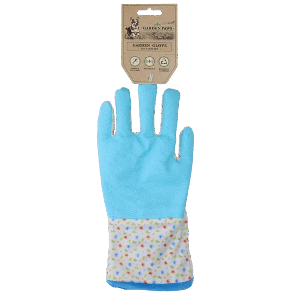 Zabawka węchowa z szeleszczącym materiałem i miejscem na smakołyki – Garden Paws Garden Glove Sky Flowers
