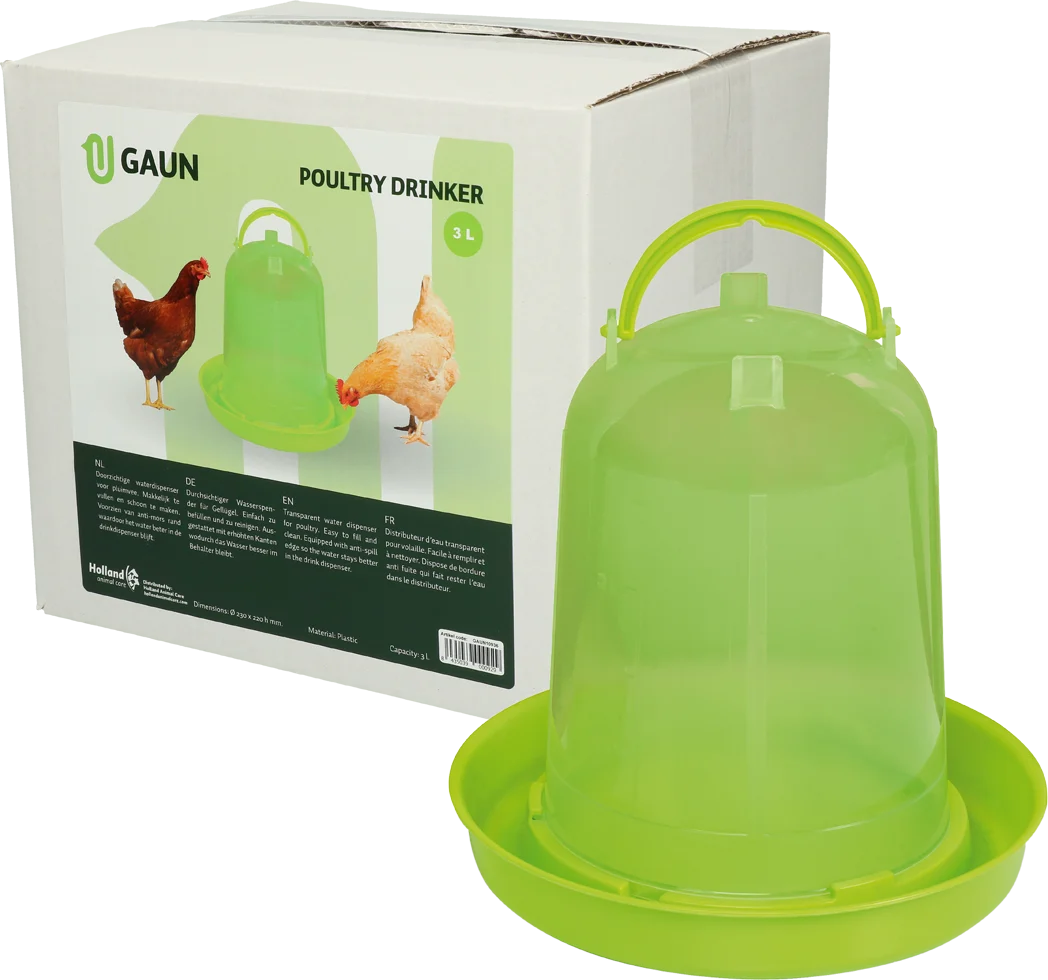 GAUN10936.png Wieża poidłowa dla kur z przezroczystego tworzywa, limonkowozielona, 3 l – Gaun - obrazek 1