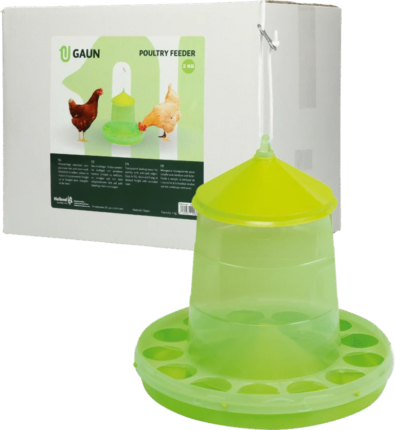 Wieża paszowa dla drobiu z przezroczystego tworzywa biopochodnego, limonkowa, 2 kg – Gaun Bio Green Lemon