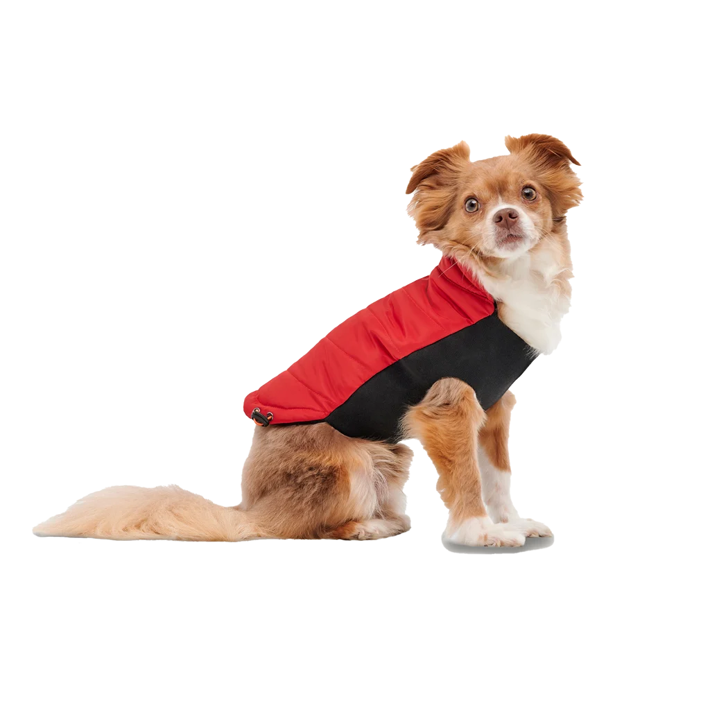Kurtka dla psa z pluszową podszewką, wodoodporna, M, długość grzbietu 45 cm, czerwono czarna – Goo-eez Mock Neck Signature Wrap Jacket - obrazek 3