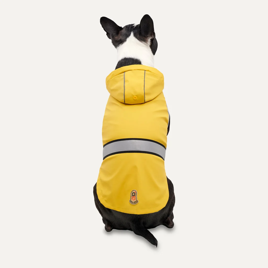 Płaszcz przeciwdeszczowy dla psa z kapturem i odblaskowym obszyciem, rozmiar S, żółty i szary – Goo-eez Reflective Hooded Raincoat - obrazek 2