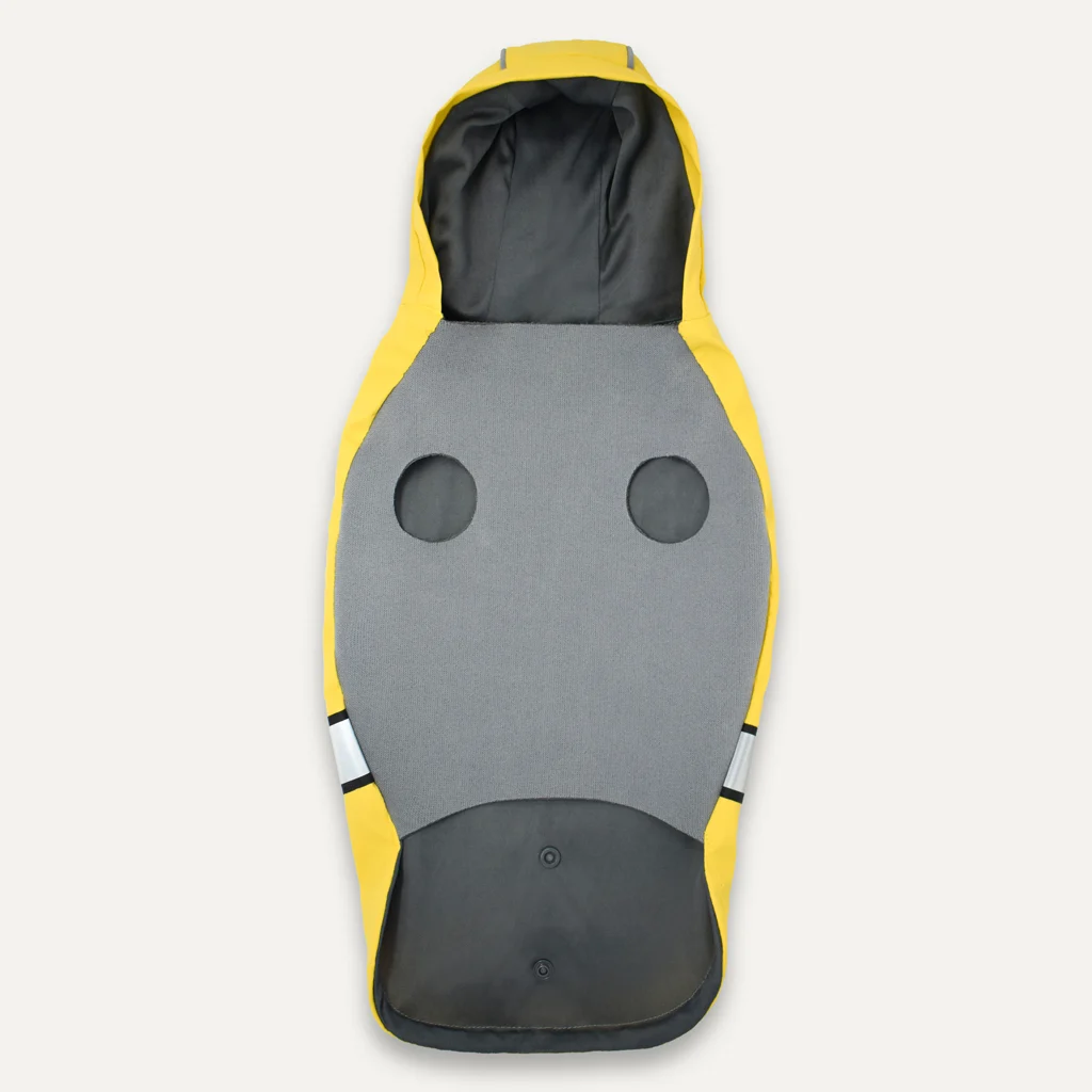 Płaszcz przeciwdeszczowy dla psa z kapturem i odblaskowym obszyciem, rozmiar S, żółty i szary – Goo-eez Reflective Hooded Raincoat - obrazek 4