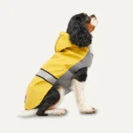 Kurtka przeciwdeszczowa dla psa z kapturem i odblaskowym obszyciem, rozmiar M, żółto szara – Goo-eez Reflective Hooded Raincoat