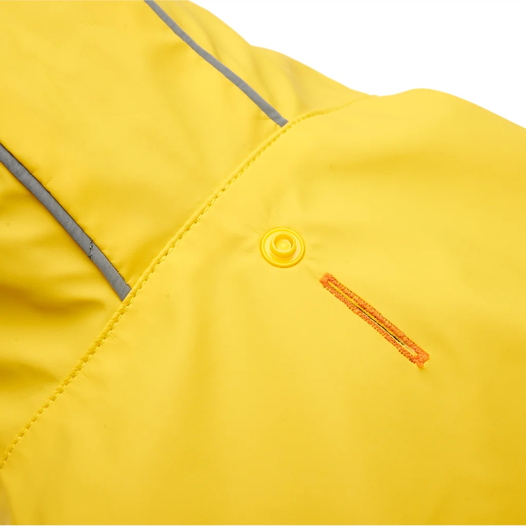 Płaszcz przeciwdeszczowy dla psa z kapturem i odblaskowym obszyciem, XXL, długość grzbietu 64 cm, żółty i szary – Goo-eez Reflective Hooded Raincoat - obrazek 5