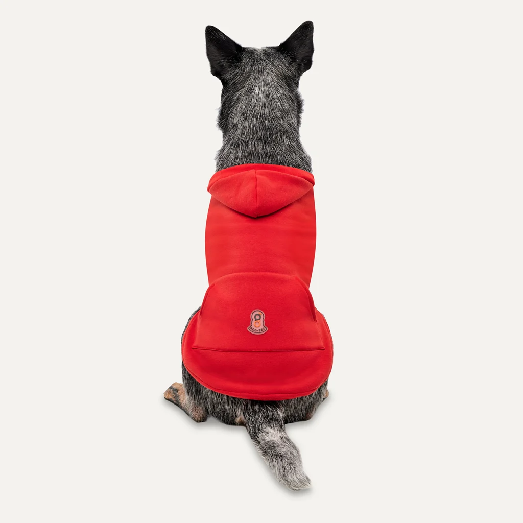 Bluza polarowa dla psa z pluszową podszewką, rozmiar XS, czerwona i czarna – Goo-eez Kangaroo Fleece Hoodie - obrazek 5