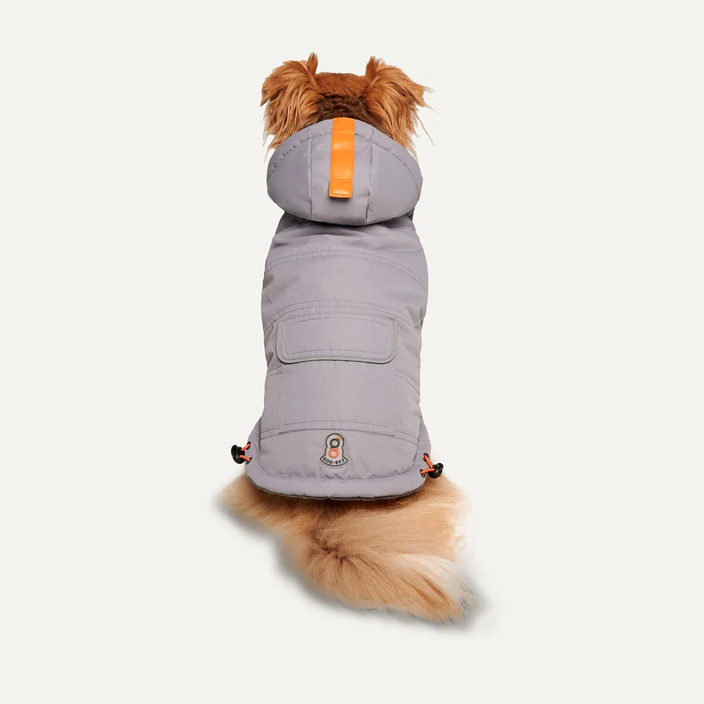 Wodoodporny kombinezon śniegowy dla psa z kapturem, XS, długość grzbietu 29 cm, szary – Goo-eez Hooded Full Body Snowsuit - obrazek 2