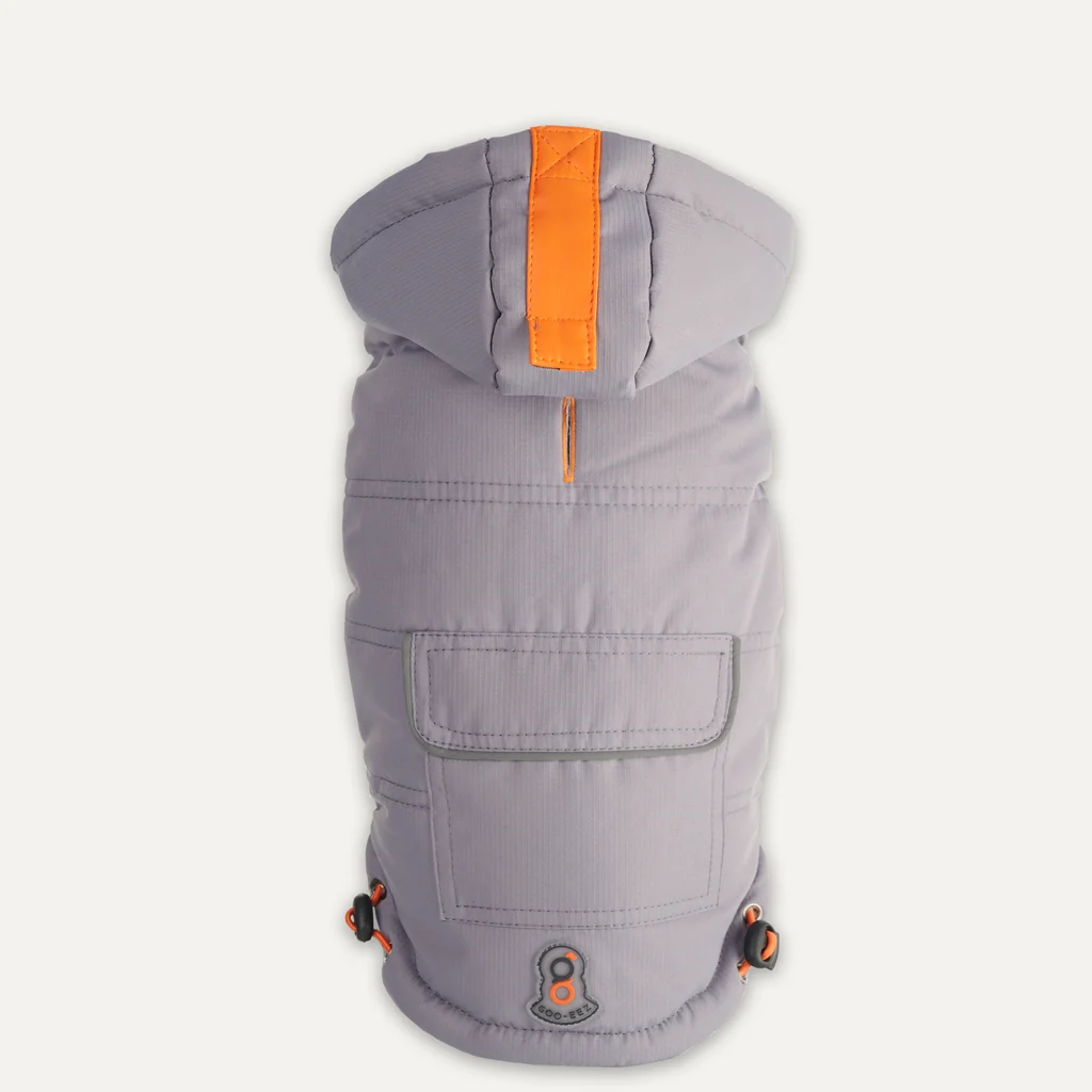 Wodoodporny kombinezon śniegowy dla psa z kapturem, XS, długość grzbietu 29 cm, szary – Goo-eez Hooded Full Body Snowsuit - obrazek 5