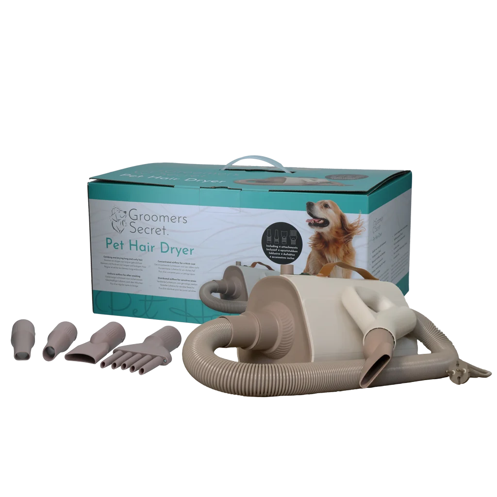 GROO080.png Suszarka dla psa z nasadkami do suszenia i czesania – Groomers Secret Pet Hair Dryer - obrazek 1
