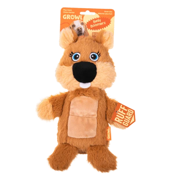 Pluszowa przytulanka dla psa Bóbr z piszczącą matą i piszczałką – Growl Belly Boomerz Benny Bóbr