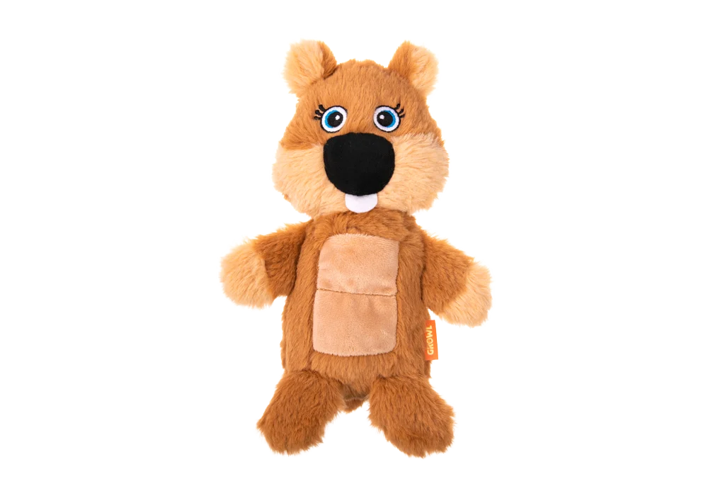 Pluszowa przytulanka dla psa Bóbr z piszczącą matą i piszczałką – Growl Belly Boomerz Benny Bóbr - obrazek 2