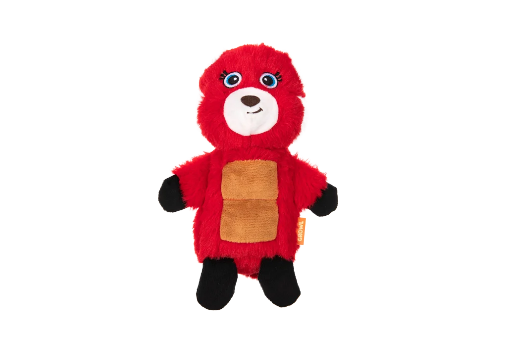 Pluszowa zabawka dla psa w kształcie pandy rudej z matą piszczącą i piszczałką – Growl Belly Boomerz Riley Panda Ruda - obrazek 2