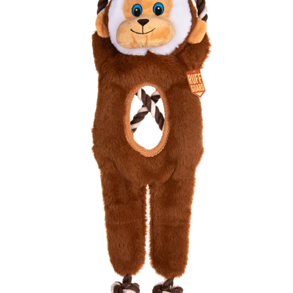Zabawka do przeciągania dla psa z liną i dwiema piszczałkami – Growl Jungle Tugz Max the Monkey