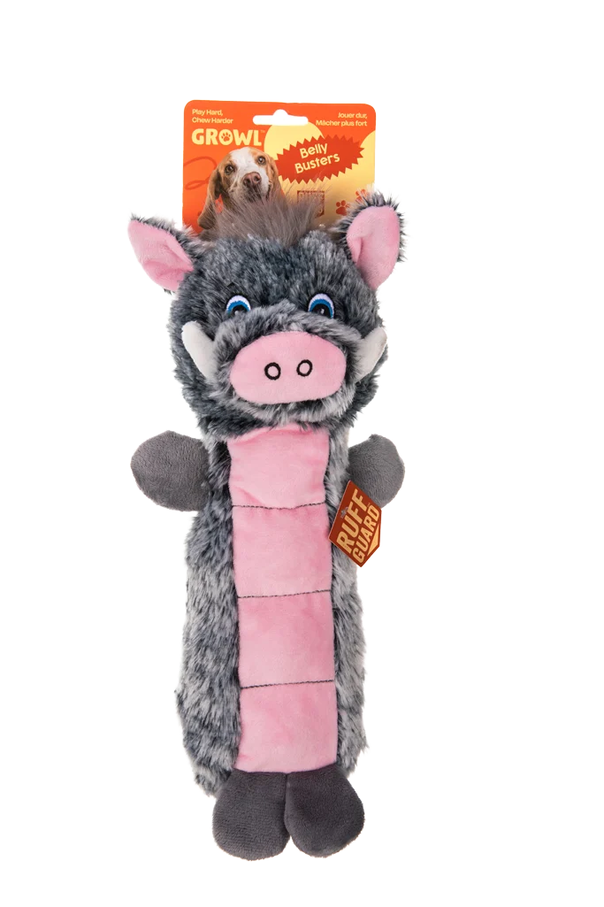 Pluszowa zabawka dla psa z piszczącą powierzchnią i piszczałką – Growl Belly Busters Wally the Pig - obrazek 1