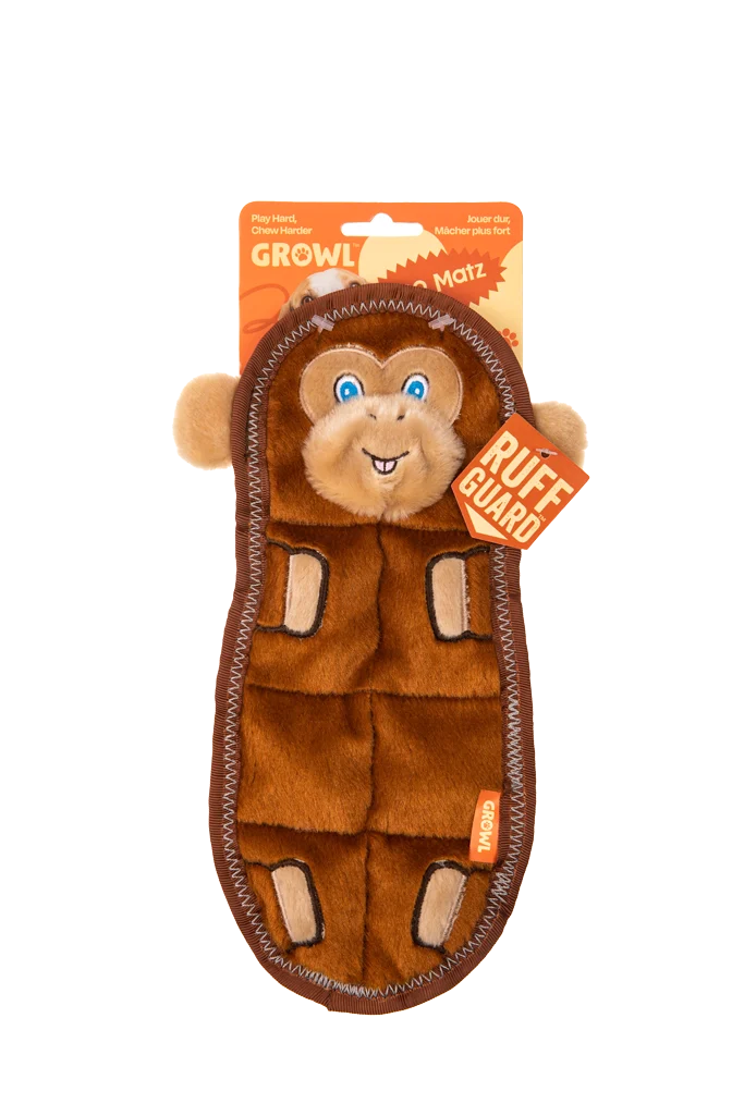 Płaska pluszowa przytulanka dla psa z 7 piszczałkami – Growl Zoo Matz Mildred the Monkey - obrazek 1