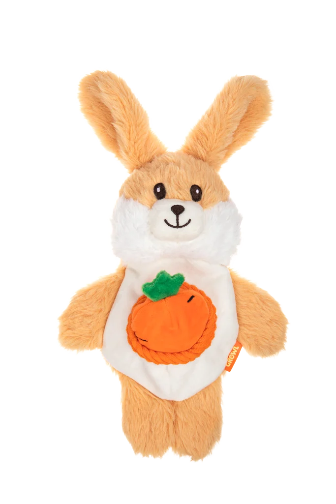 Pluszowa przytulanka dla psa z 2 piszczałkami i ukrytą zabawką – Growl Snackerz Bentley the Rabbit - obrazek 2