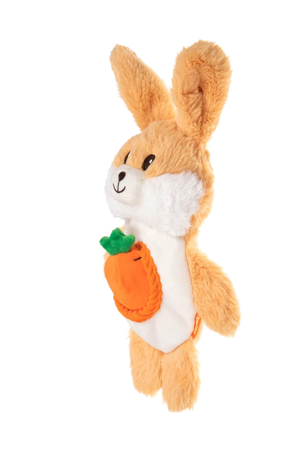 Pluszowa przytulanka dla psa z 2 piszczałkami i ukrytą zabawką – Growl Snackerz Bentley the Rabbit - obrazek 3
