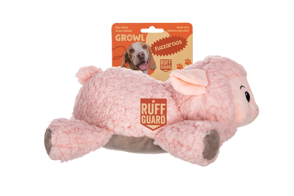 Pluszowa przytulanka z pluszu sherpa i dużą piszczałką – Growl Fuzzaroos, owieczka Lolly - obrazek 1