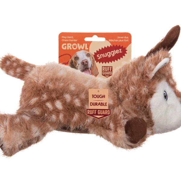 Pluszowa zabawka dla psa z mocnymi szwami – Growl Snugglez Daisy jelonek