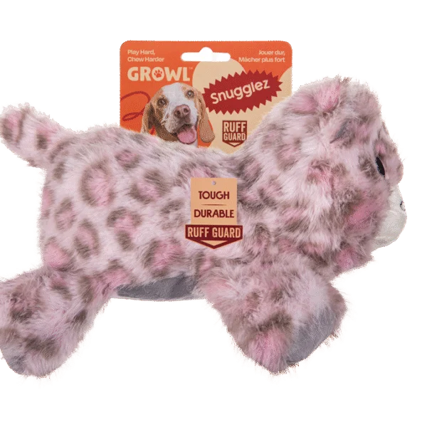 Pluszowa zabawka dla psa z mocnymi szwami – Growl Snugglez Sierra, pantera śnieżna