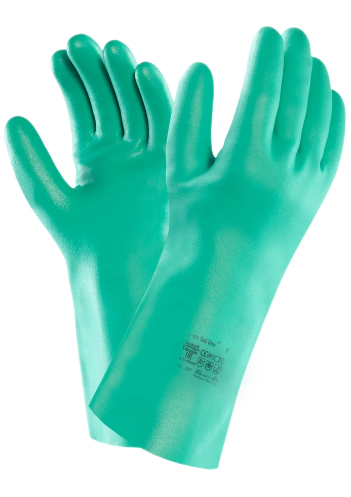 HAND009-2.png Rękawice robocze nitrylowe, odporne na chemikalia, rozmiar 11 XXL, 33 cm – Sol-Vex - obrazek 1