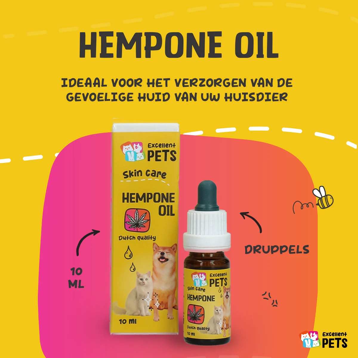 Olejek do pielęgnacji skóry psów z olejem z nasion konopi, 10 ml – Excellent Pets HempOne Oil - obrazek 2