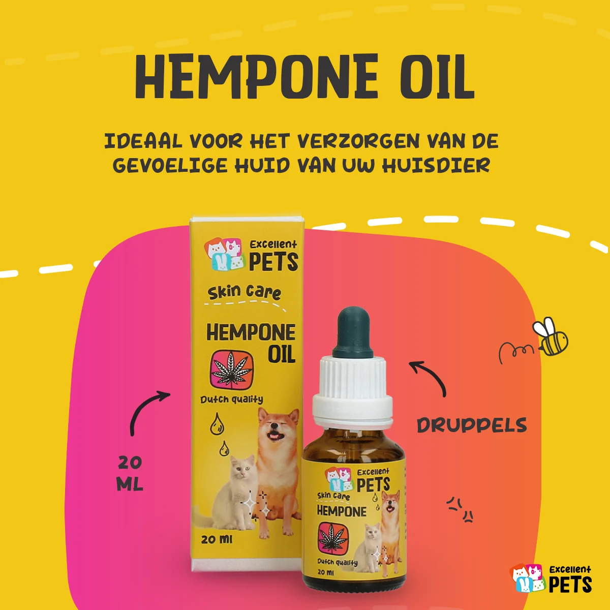 Olejek do pielęgnacji skóry psów z olejem z nasion konopi, 20 ml – Excellent Pets HempOne Oil - obrazek 2