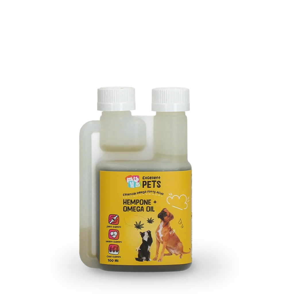 Mieszanka olejów dla psów i kotów z olejem z nasion konopi, 100 ml – Excellent Pets HempOne + Omega Oil - obrazek 1
