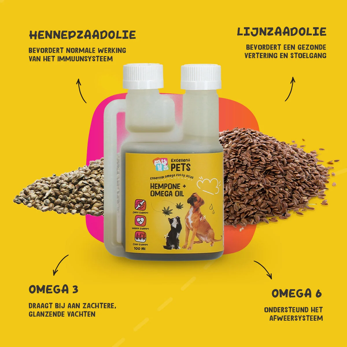 Mieszanka olejów dla psów i kotów z olejem z nasion konopi, 100 ml – Excellent Pets HempOne + Omega Oil - obrazek 5