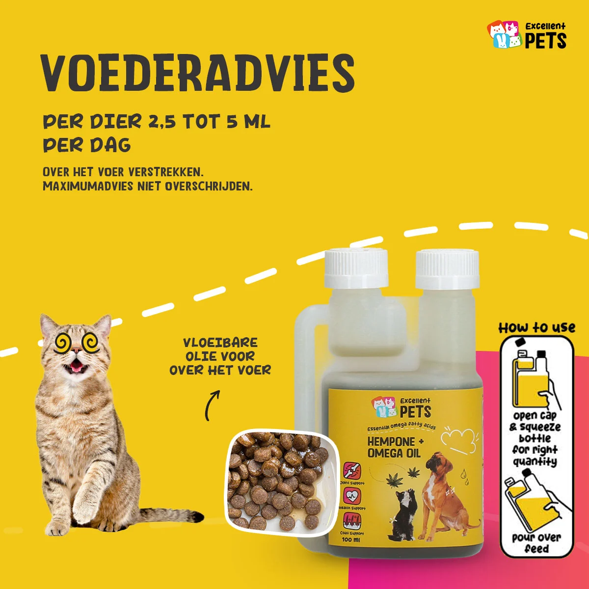 Mieszanka olejów dla psów i kotów z olejem z nasion konopi, 100 ml – Excellent Pets HempOne + Omega Oil - obrazek 6