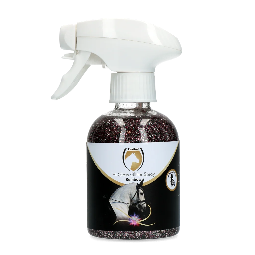 Brokatowy spray do sierści, grzywy i ogona, 250 ml – Excellent Horse Hi Gloss Glitter Spray Rainbow - obrazek 1