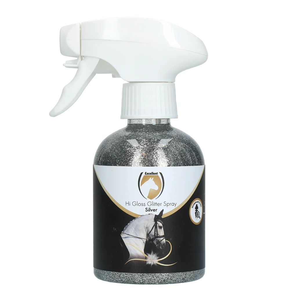 HIGL5052.png Brokatowy spray do sierści, grzywy i ogona, 250 ml – Excellent Horse Hi Gloss Glitter Spray Silver - obrazek 1