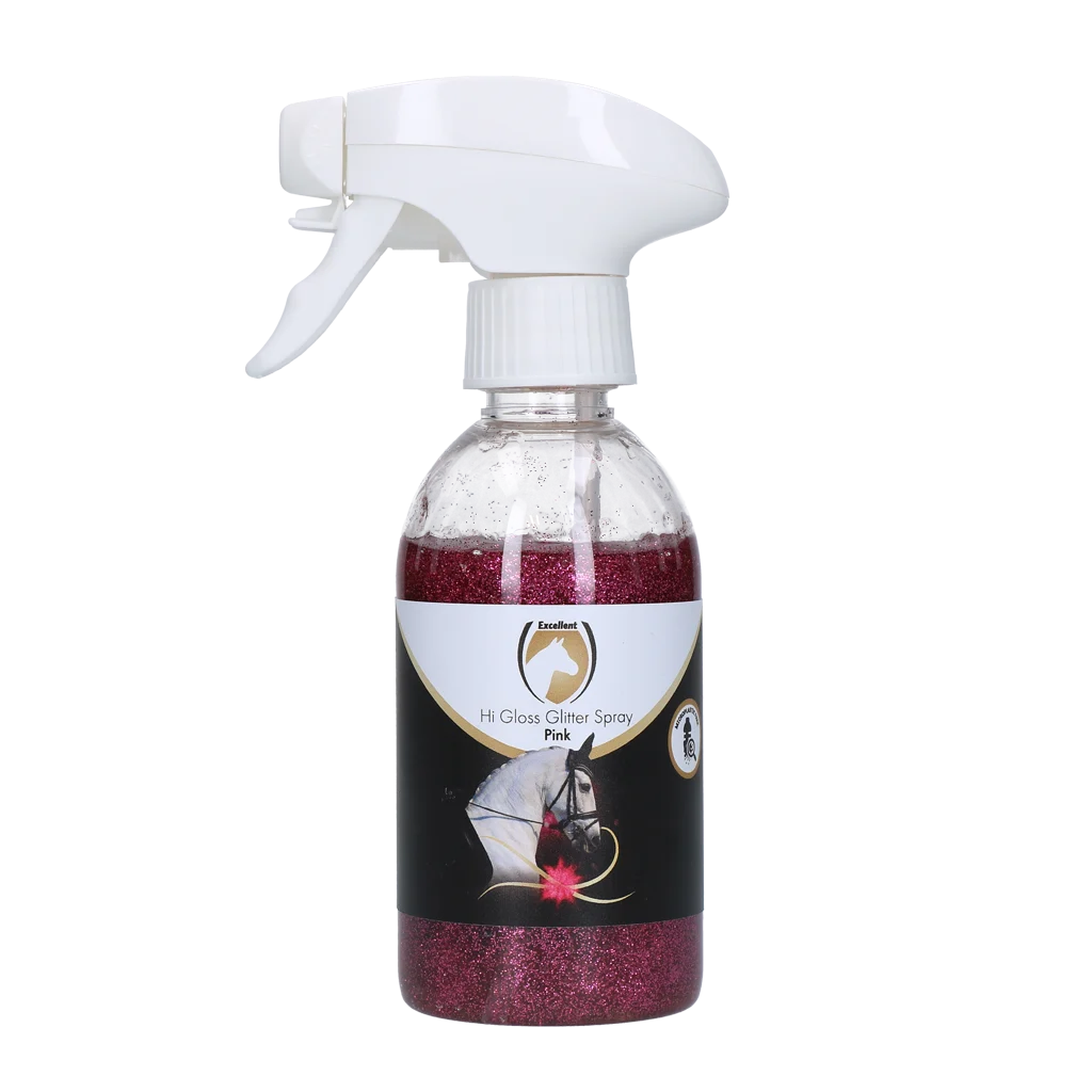 Brokatowy spray do sierści, grzywy i ogona, 250 ml – Excellent Horse Hi Gloss Glitter Spray Pink - obrazek 1