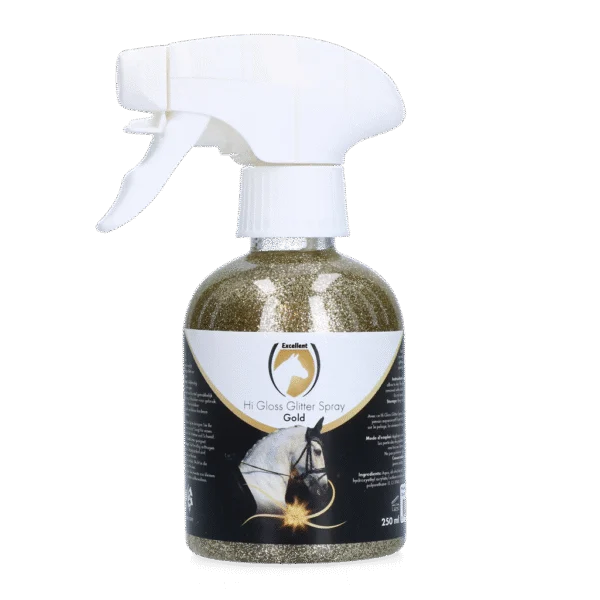 Brokatowy spray do sierści, grzywy i ogona, 250 ml – Excellent Horse Hi Gloss Glitter Spray Gold