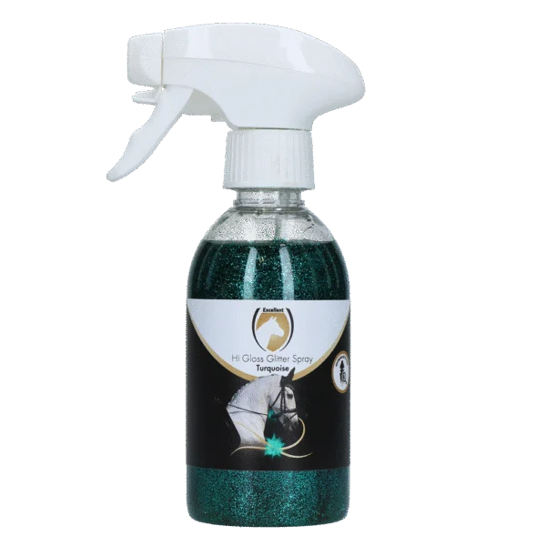 Brokatowy spray do sierści, grzywy i ogona, 250 ml – Excellent Horse Hi Gloss Glitter Spray Turquoise