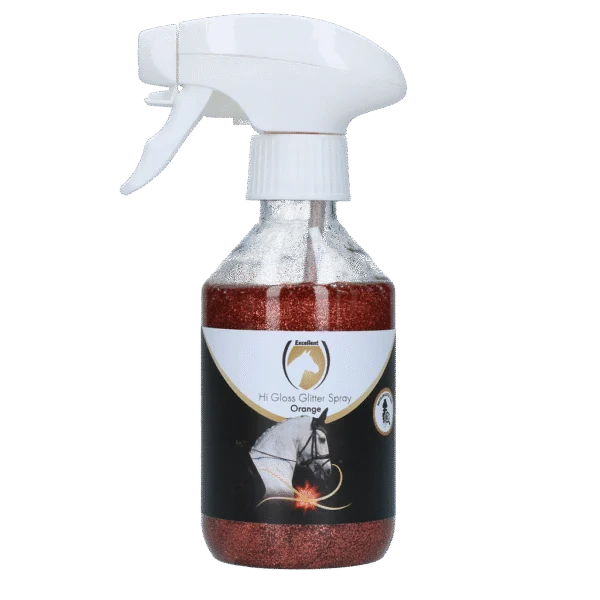 Brokatowy spray do sierści, grzywy i ogona, 250 ml – Excellent Horse Hi Gloss Glitter Spray Orange
