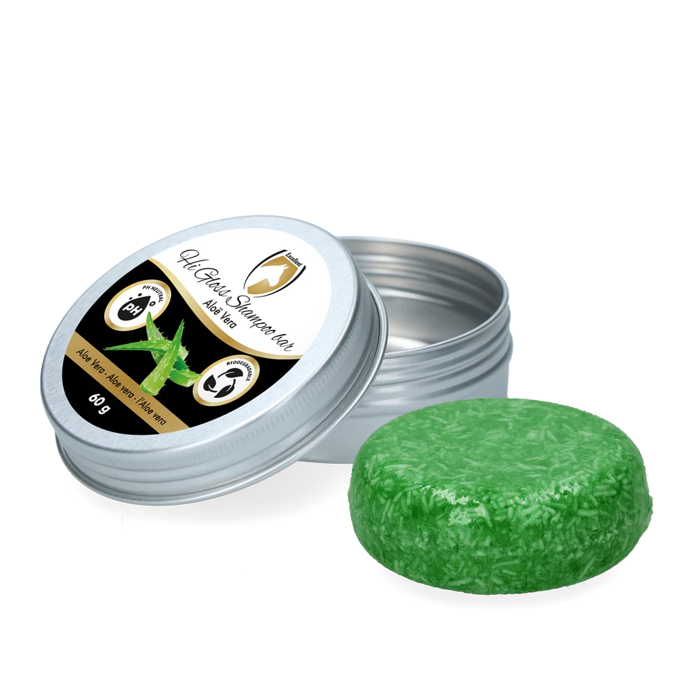Szampon dla koni w kostce z odżywką, aloesem, 60 g – Excellent Horse Hi Gloss Shampoo Bar - obrazek 1
