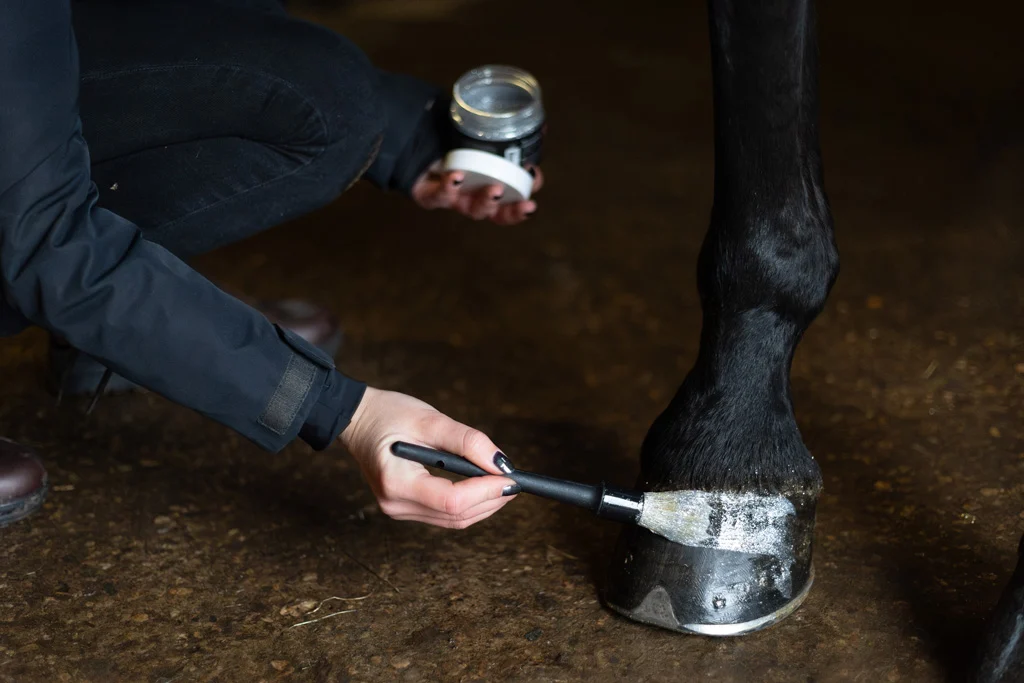 Srebrny brokatowy lakier do kopyt, 150 ml – Excellent Horse Hi Gloss Glitter Hoof Polish - obrazek 3