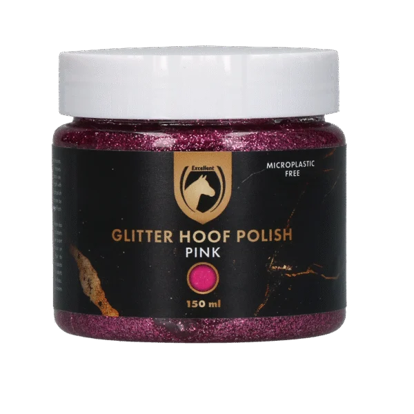 Różowy brokatowy lakier do kopyt, 150 ml – Excellent Horse Hi Gloss Glitter Hoof Polish