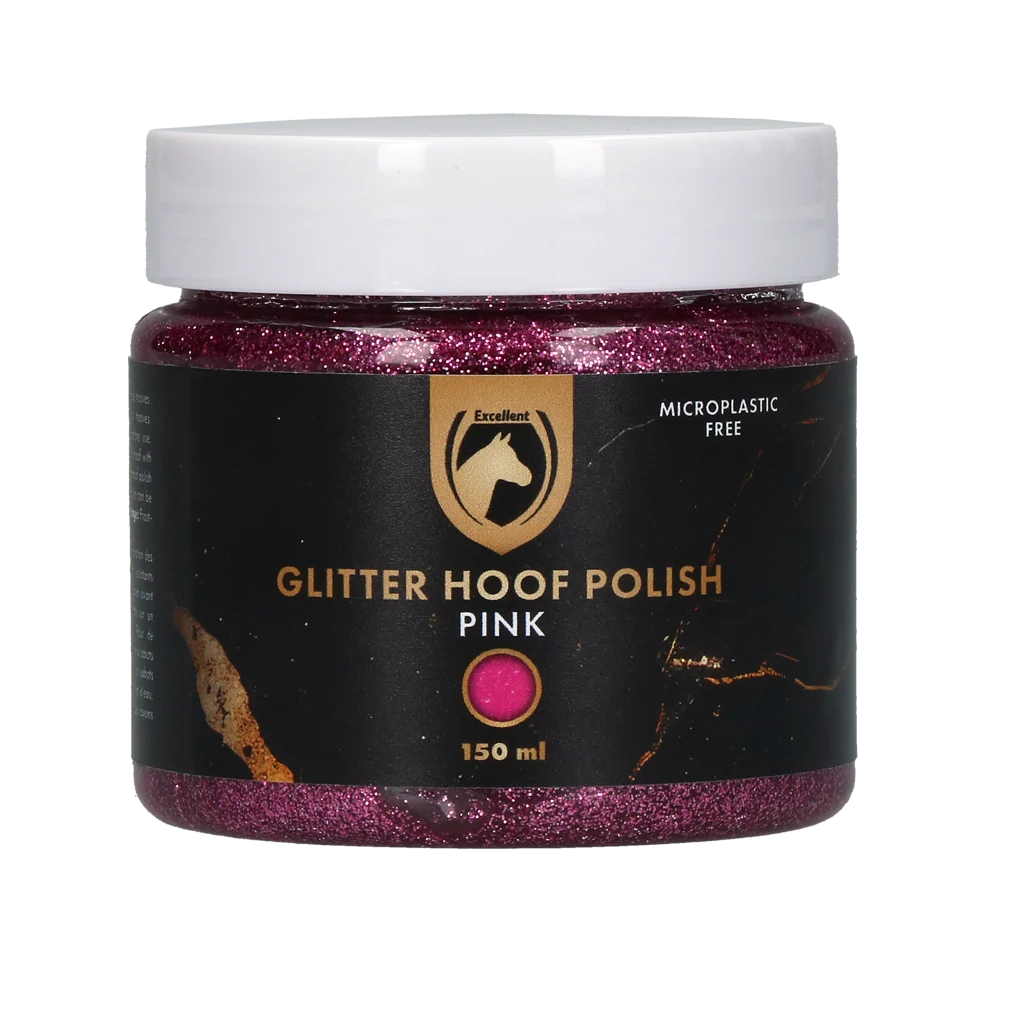 Różowy brokatowy lakier do kopyt, 150 ml – Excellent Horse Hi Gloss Glitter Hoof Polish - obrazek 1