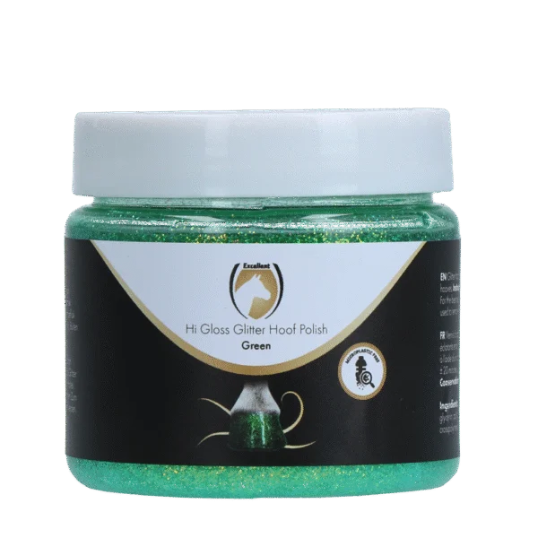 Glitterhoeflak Groen, 150 ml – Excellent Horse Hi Gloss Glitter Hoof Polish