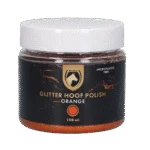 Pomarańczowy brokatowy lakier do kopyt, 150 ml – Excellent Horse Hi Gloss Glitter Hoof Polish